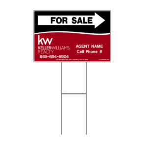 12" x 18" For Sale Directional on Wire Stand (Black & Red)