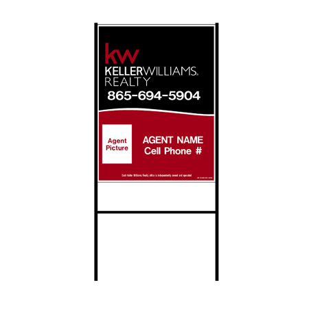 24" x 18" Aluminum Yard Sign on Steel Frame Stand (Black & Red)