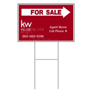 12" x 18" For Sale Directional on Wire Stand (Red)